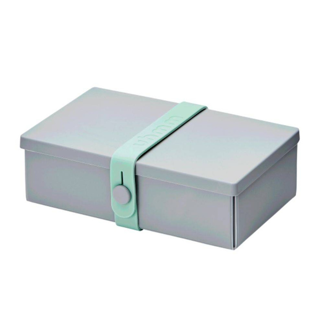 No.01 składany lunchbox z opaską Uhmm - light grey / mint