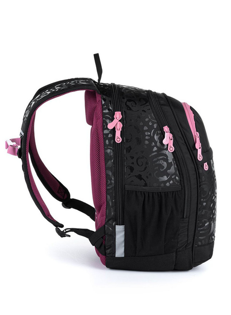 Plecak szkolny młodzieżowy Topgal RUBI klasy 6-8 - czarny / błyszczący nadruk