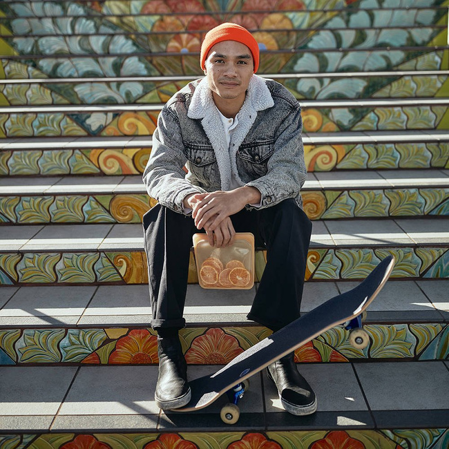 Silikonowa torebka na kosmetyki Stasher - rainbow orange