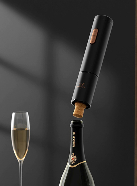 Otwieracz elektryczny z korkiem do szampana Cheer Moda Ace - black / bronze
