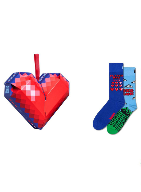 Skarpety 2 pary Happy Socks 2-Pack Gift Set - pixelated heart / good game