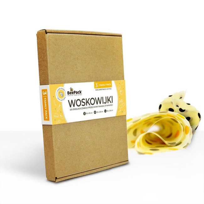 Zestaw 3 woskowijek Family Pack S, M, L BeePack - kropki
