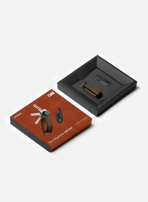 Zestaw Orbitkey - organizer do kluczy Crazy Horse Leather + Multitool V2 - chestnut brown / black stitching 