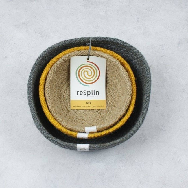 Zestaw 3 misek / koszyków z juty Mini ReSpiin - beach