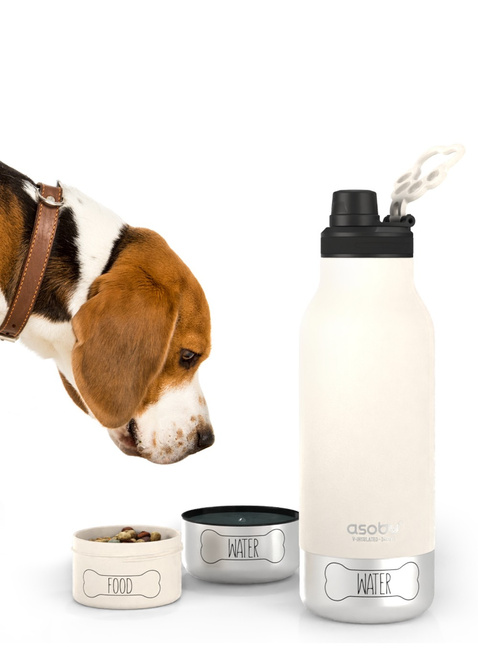 Butelka z miskami dla psa Asobu Buddy Bottle - white