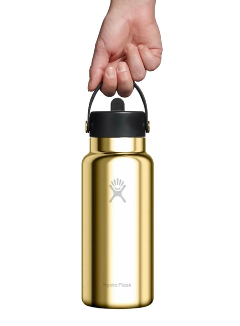 Butelka termiczna ze słomką Hydro Flask Wide Mouth Straw Cap 946 ml - gold
