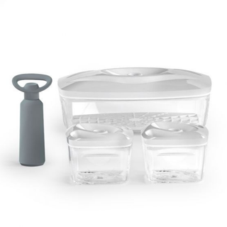 Zestaw 3 pojemników próżniowych na żywność Dafi SeeYoo + pompka - biały
