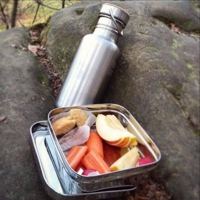 Kwadratowy pojemnik / lunchbox ze stali Solo Cube 621 ml ECOlunchbox 