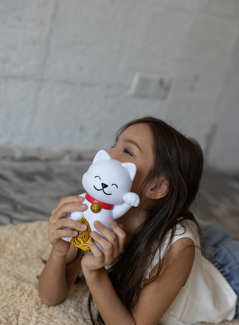 Lampka nocna na baterie Dhink Lucky Cat - snow white