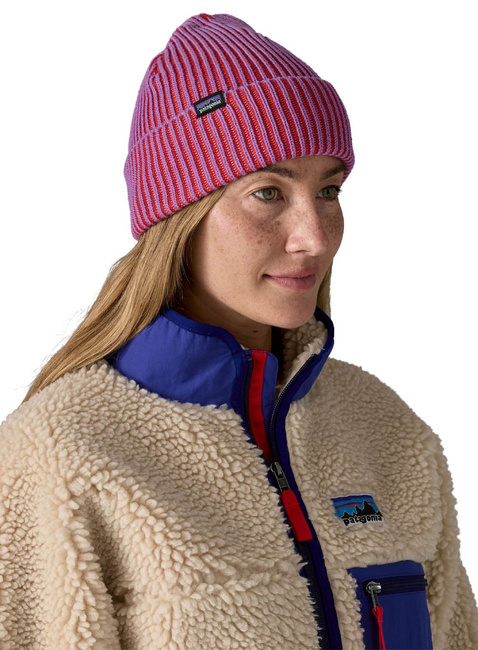 Czapka unisex Patagonia Fisherman's Rolled Beanie - contrast stripe / brisk purple