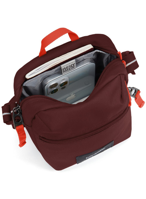 Torebka antykradzieżowa Pacsafe GO Micro Crossbody - garnet red
