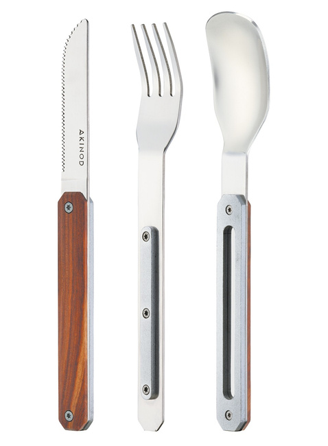 Sztućce magnetyczne zestaw Akinod Straight Cutlery 12H34 - coralwood