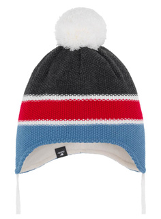 Czapka zimowa dziecięca Eisbar Milo Ear Pompon Kids - anthracite / red / light blue