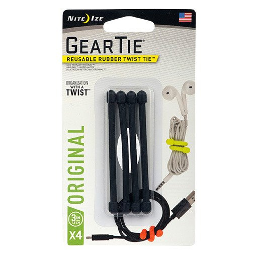 Elastyczny trok Gear Tie 3" Nite Ize - czarny - 4Pack