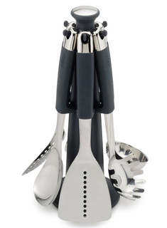 Zestaw sześciu akcesoriów kuchennych ze stojakiem Joseph Joseph Elevate™ Steel - stainless steel