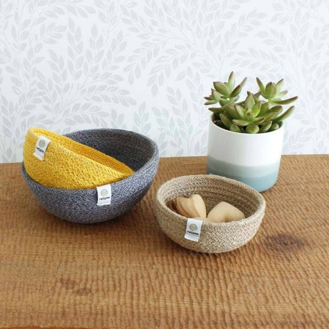 Zestaw 3 misek / koszyków z juty Mini ReSpiin - beach