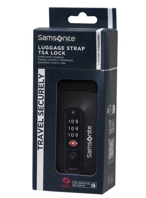 Pas do bagażu Samsonite Ta Revolution Luggage Strap TSA Lock - black