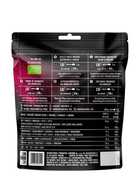 Eko maliny w proszku LyoFood Raspberry Organic Powder 50 g