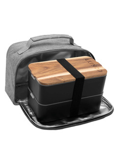 Lunchbox Akinod Bento 11H58 + torba termiczna - black / grey