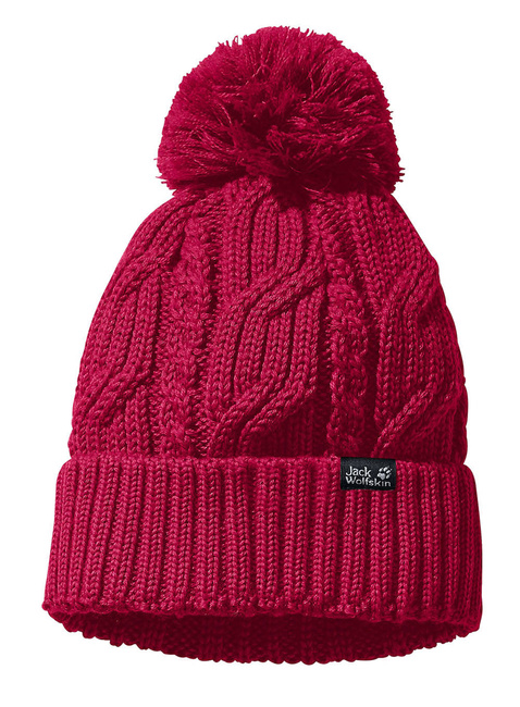Czapka z pomponem Jack Wolfskin Stormlock Pompom Beanie - cranberry