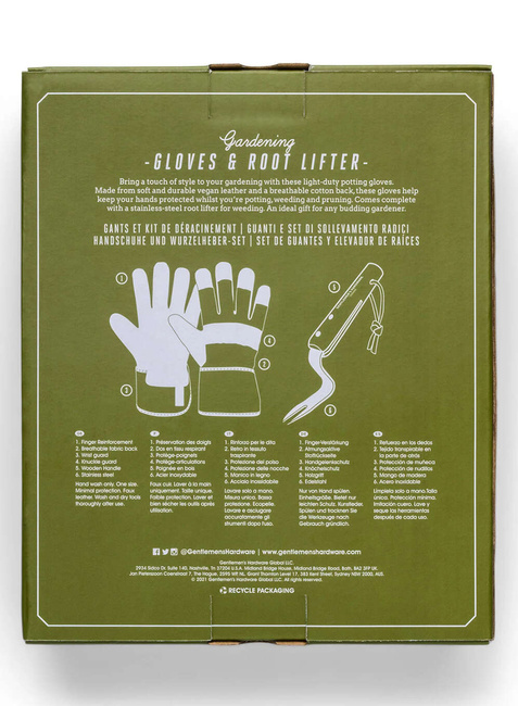Zestaw dla ogrodnika Gentlemen's Hardware Garden Gloves and Root Lifter