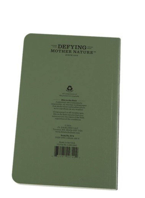 Wodoodporny notes Rite in the Rain 4,25" x 7,25" N° 974 - dark green