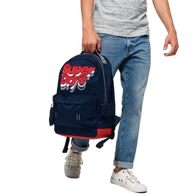 Miejski plecak Superdry Jacky Montana - dark navy marl/fluro red