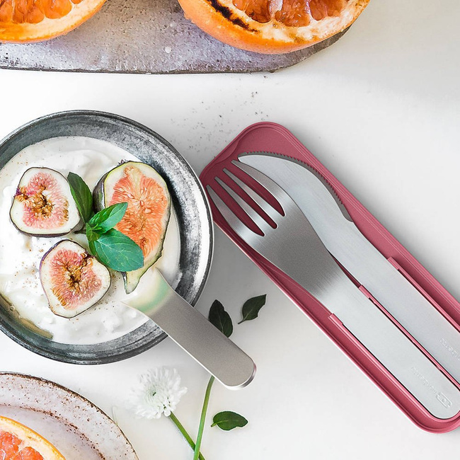 MB Pocket Monbento Nomad Cutlery Set stalowe sztućce - blush