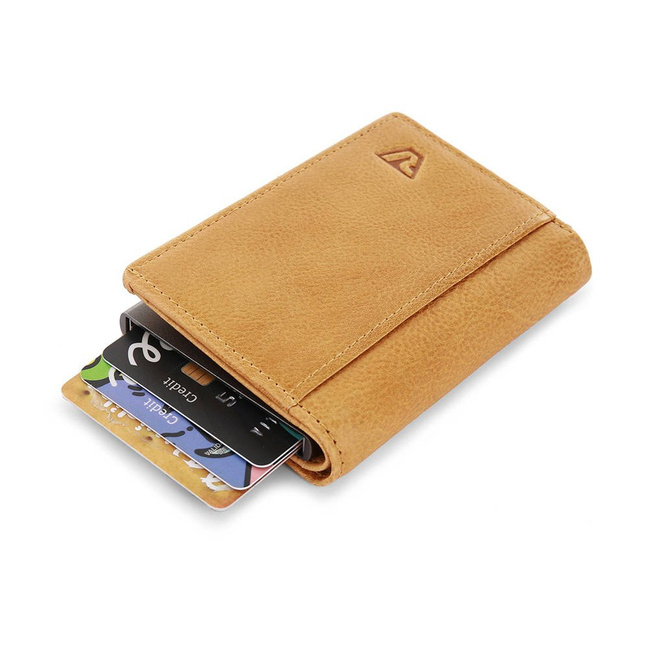 Portfel / skórzane etui na karty RFID Iron Roncato - senape