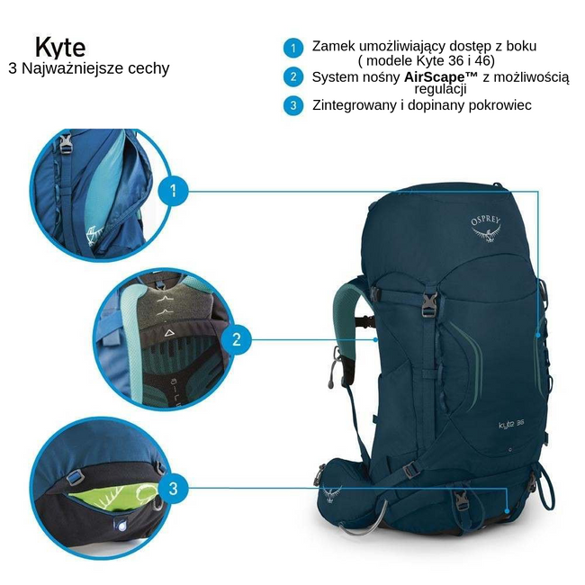 Damski plecak trekkingowy Osprey Kyte 46 - siren grey