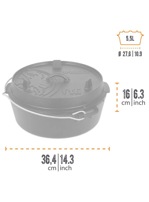 Garnek żeliwny Petromax Dutch Oven FT6-T - black