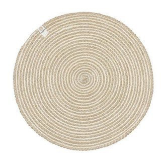 Okrągła duża mata / podkładka z juty ReSpiin - natural / white