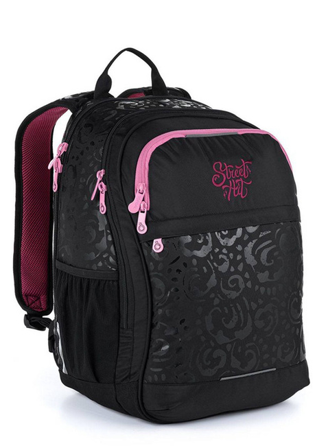 Plecak szkolny młodzieżowy Topgal RUBI klasy 6-8 - czarny / błyszczący nadruk