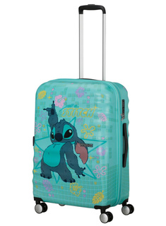 Walizka średnia American Tourister Wavebreaker Disney - Stitch flower