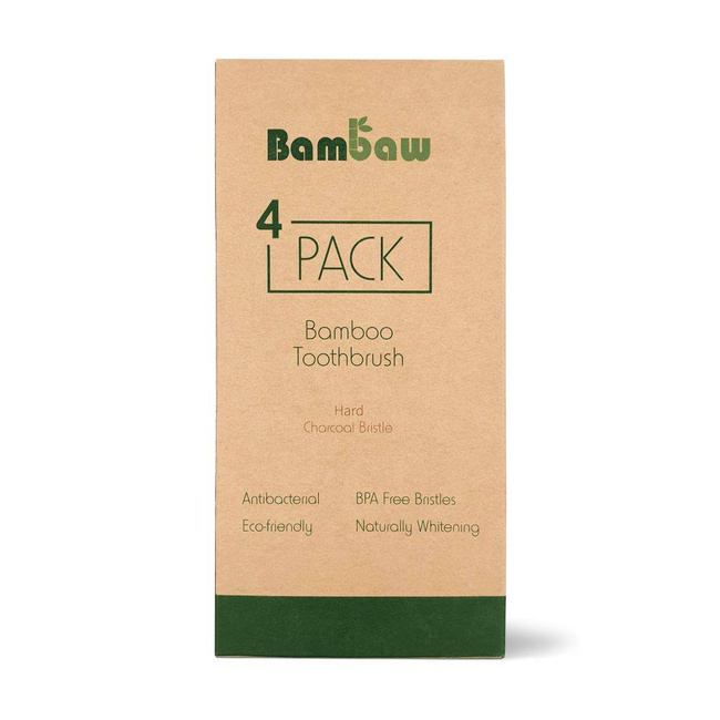 Bambusowe szczoteczki do zębów 4 szt. Bambaw - hard chcarcoal