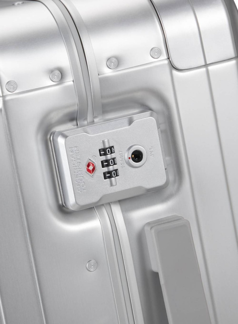 Walizka mała American Tourister Soundbox Alu - silver