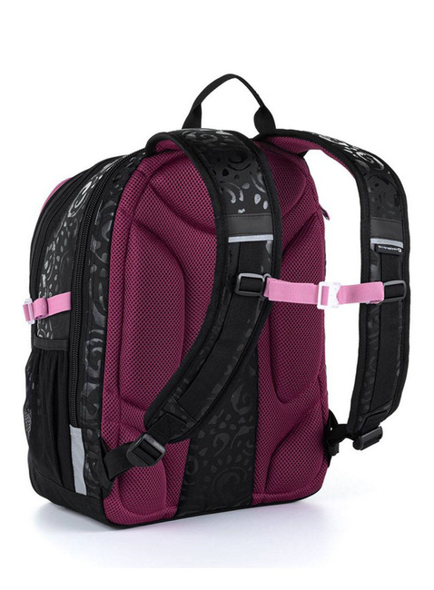 Plecak szkolny młodzieżowy Topgal RUBI klasy 6-8 - czarny / błyszczący nadruk