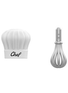 Przypinki Metalmorphose - czapka kucharska i rózga kuchenna