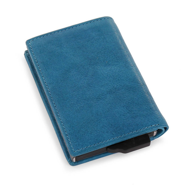 Skórzane etui na karty / portfel RFID Iron Roncato - ocean