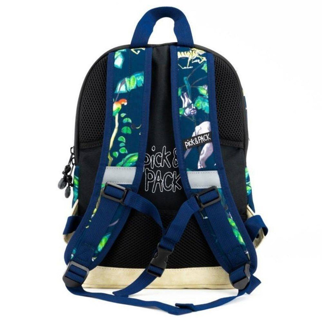 Plecak szkolny, na laptopa 13" Pick & Pack Happy Jungle M - navy