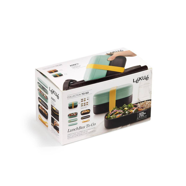 Dwupoziomowy lunchbox Lekue TO GO 2 x 500 ml - turquoise