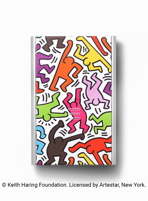 Etui aluminiowe na karty Ogon Design Slider - Keith Haring color