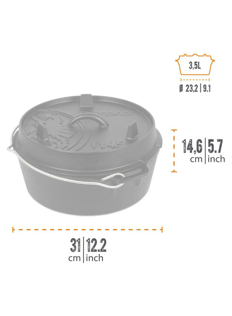 Garnek żeliwny Petromax Dutch Oven FT4,5-T- black