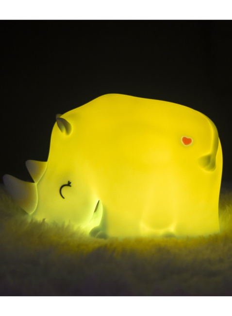 Silikonowa lampka nocna na baterie Dhink Nosorożec - zielony