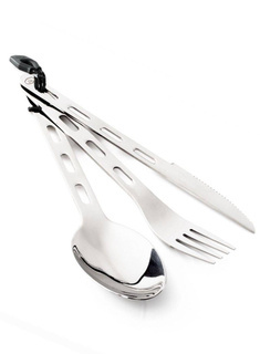 Sztućce stalowe GSI Outdoors Glacier Stainless 3 pc Ring Set