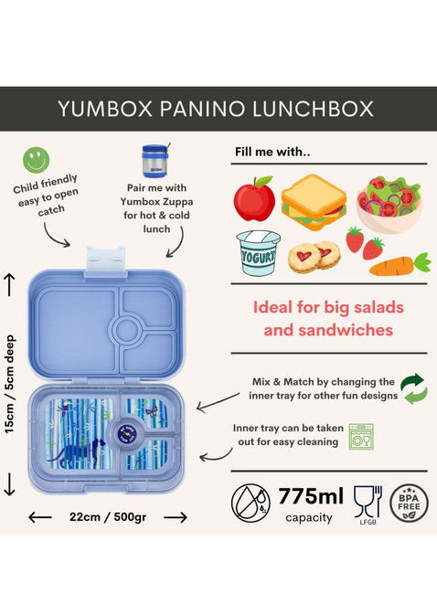 Lunchbox dziecięcy Yumbox Panino 750 ml - hazy blue / panther