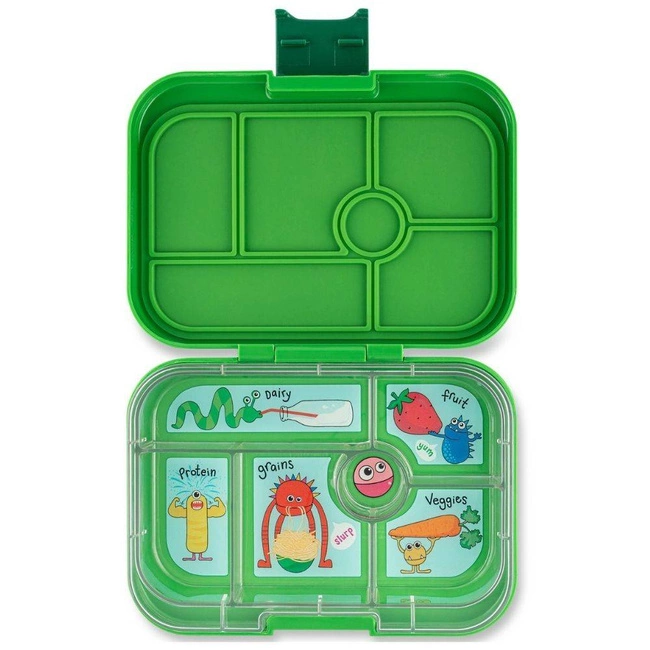 Lunchbox 6-przegródek do szkoły Yumbox Original - bamboo green / monsters tray