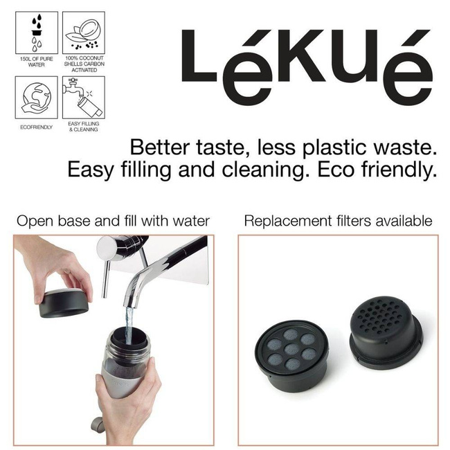 Filtry zamienne do butelki na wodę 0,6 l TO GO Lekue - 2 sztuki