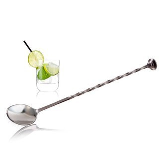 Długa łyżka barowa do koktajli Vacu Vin - silver