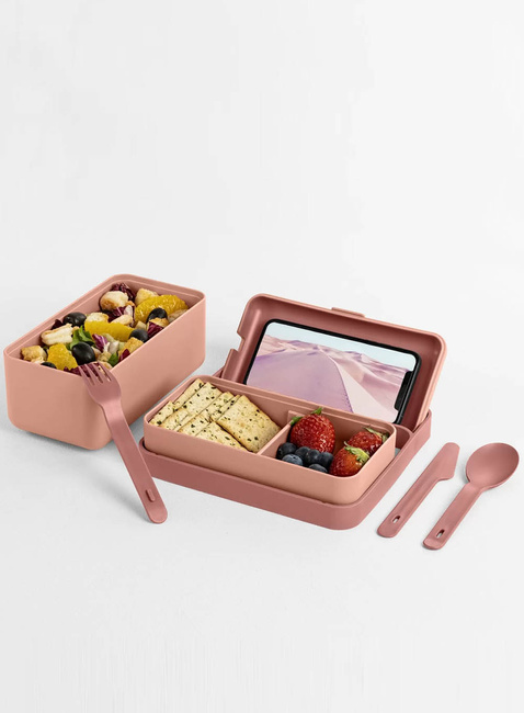 Lunchbox / śniadaniówka ze sztućcami Blim+ Bauletto M - flamingo pink